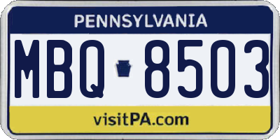PA license plate MBQ8503