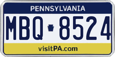 PA license plate MBQ8524