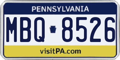 PA license plate MBQ8526
