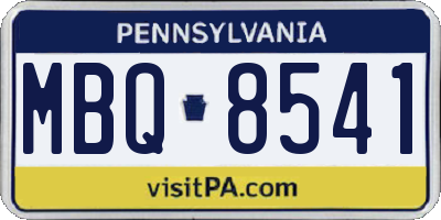 PA license plate MBQ8541