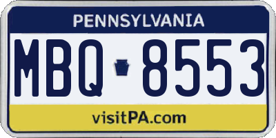 PA license plate MBQ8553