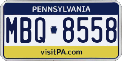 PA license plate MBQ8558