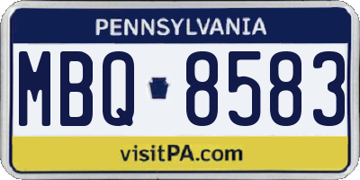 PA license plate MBQ8583
