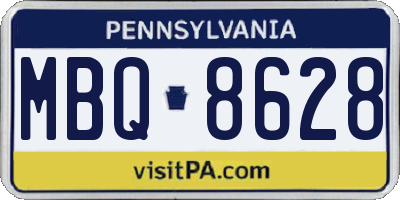 PA license plate MBQ8628