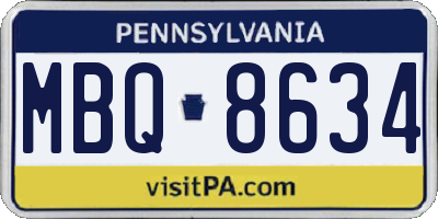 PA license plate MBQ8634