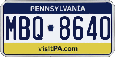 PA license plate MBQ8640