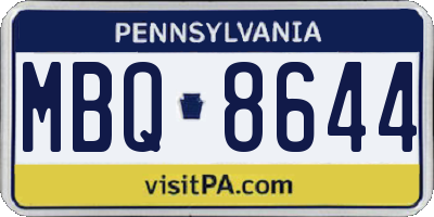 PA license plate MBQ8644