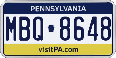 PA license plate MBQ8648