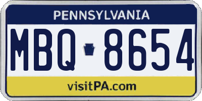 PA license plate MBQ8654