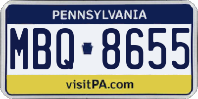 PA license plate MBQ8655