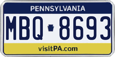 PA license plate MBQ8693