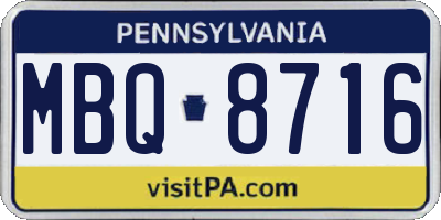 PA license plate MBQ8716