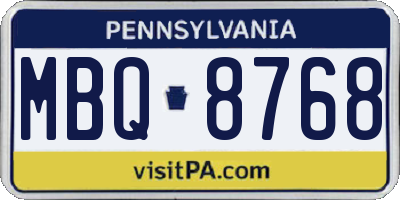 PA license plate MBQ8768