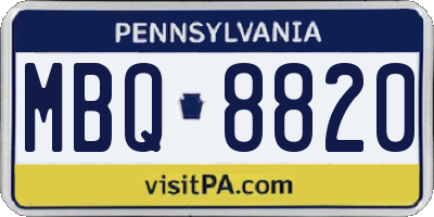 PA license plate MBQ8820