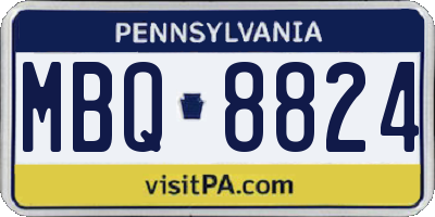 PA license plate MBQ8824