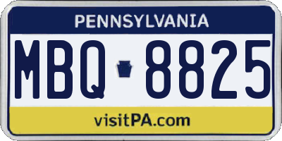 PA license plate MBQ8825