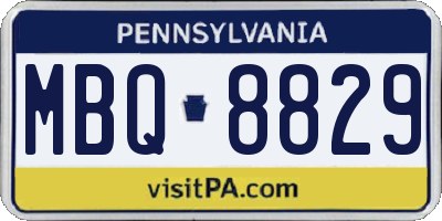 PA license plate MBQ8829