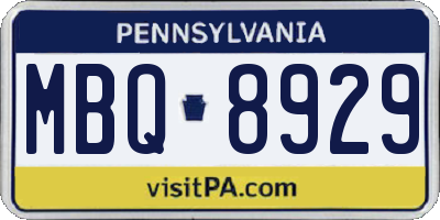 PA license plate MBQ8929