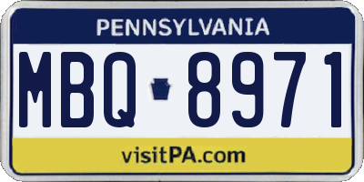 PA license plate MBQ8971
