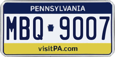 PA license plate MBQ9007