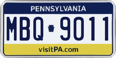 PA license plate MBQ9011