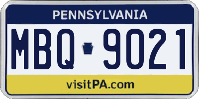 PA license plate MBQ9021