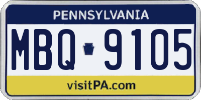 PA license plate MBQ9105