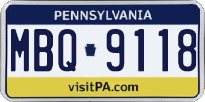 PA license plate MBQ9118