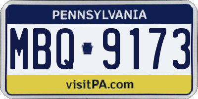 PA license plate MBQ9173