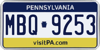 PA license plate MBQ9253