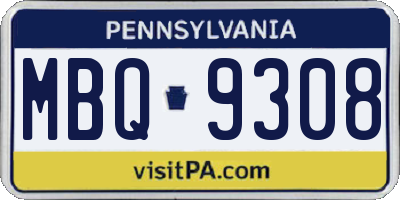 PA license plate MBQ9308