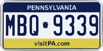 PA license plate MBQ9339