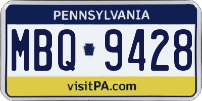 PA license plate MBQ9428
