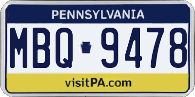 PA license plate MBQ9478