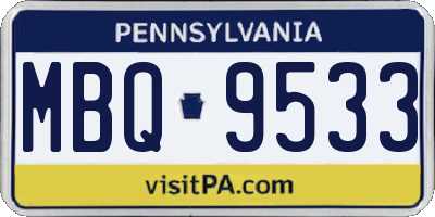 PA license plate MBQ9533