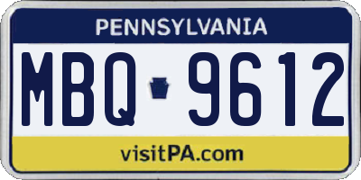 PA license plate MBQ9612