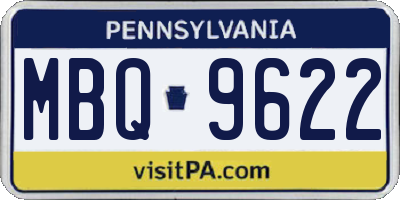 PA license plate MBQ9622