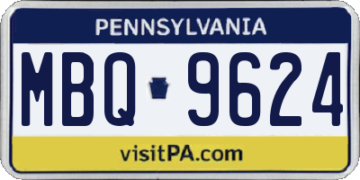 PA license plate MBQ9624