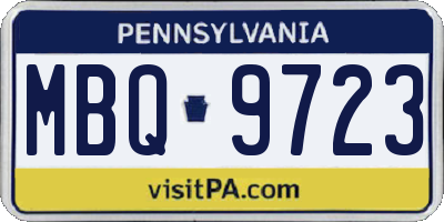 PA license plate MBQ9723