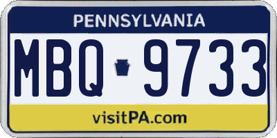 PA license plate MBQ9733