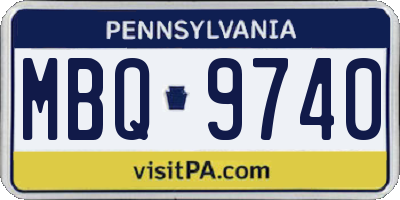 PA license plate MBQ9740