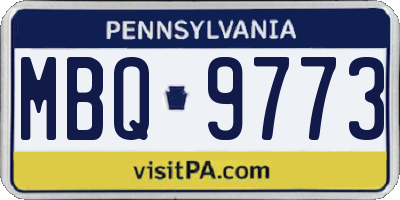 PA license plate MBQ9773