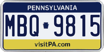 PA license plate MBQ9815