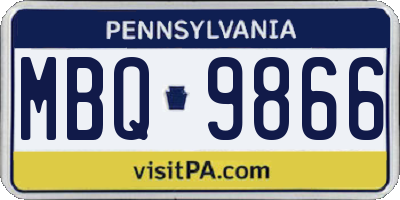 PA license plate MBQ9866
