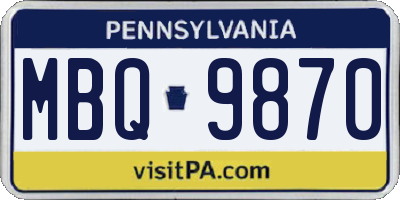 PA license plate MBQ9870