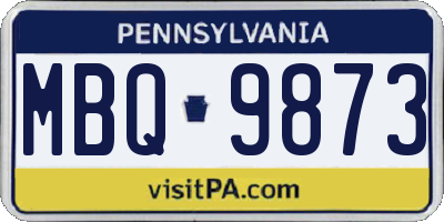 PA license plate MBQ9873