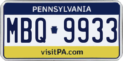 PA license plate MBQ9933