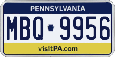 PA license plate MBQ9956