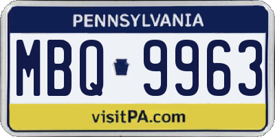 PA license plate MBQ9963