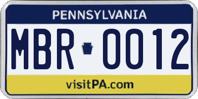 PA license plate MBR0012
